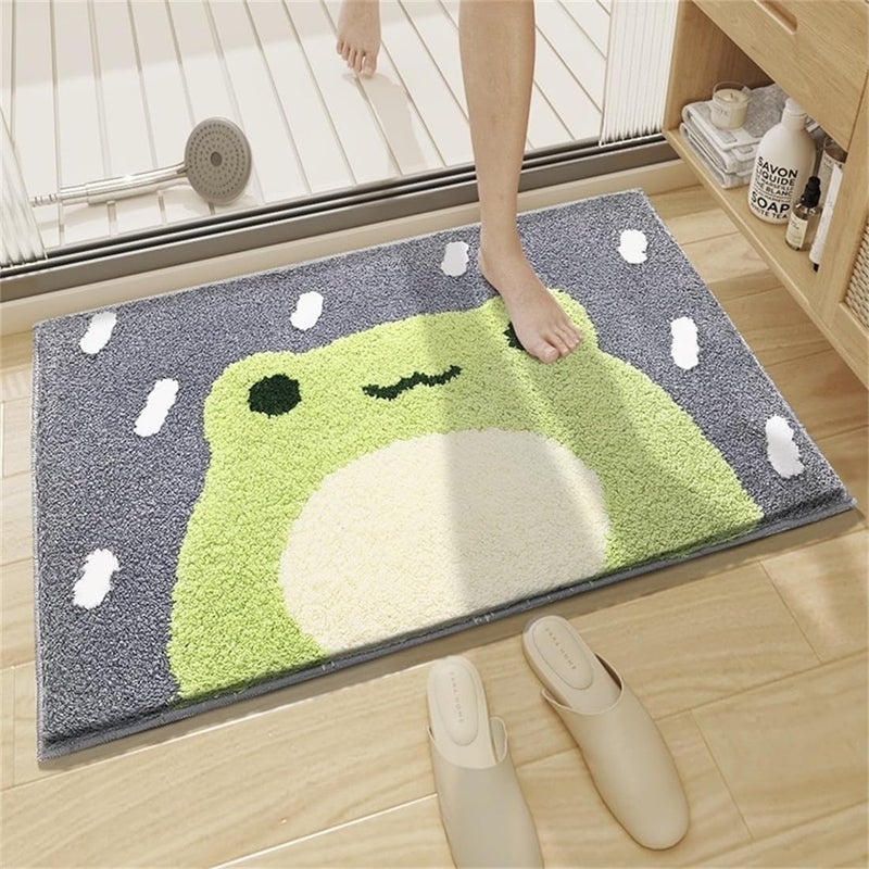 Ankah Bath Mat Cute Shower Rug, Luxury Shaggy High Absorbent and Anti Slip, Machine Washable Fit for Bathtub, Shower and Bath Room, (17.71"x 25.59", Little Frog) - Image 2